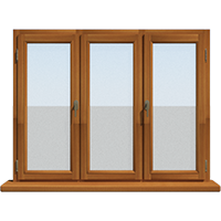 Трехстворчатое деревянное окно из лиственницы Модель 093 Клен